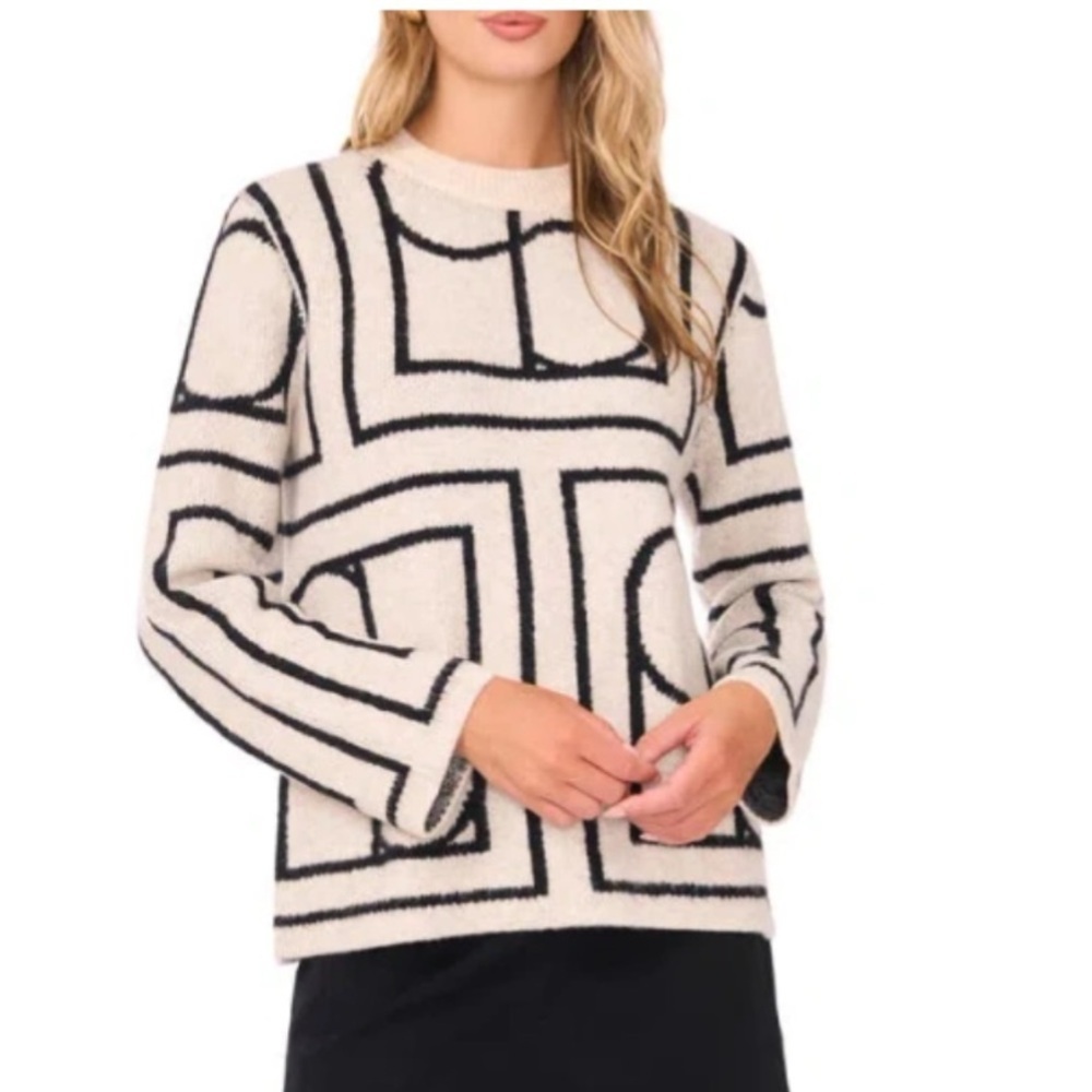 Vince Camuto geometric sweater malted crewneck